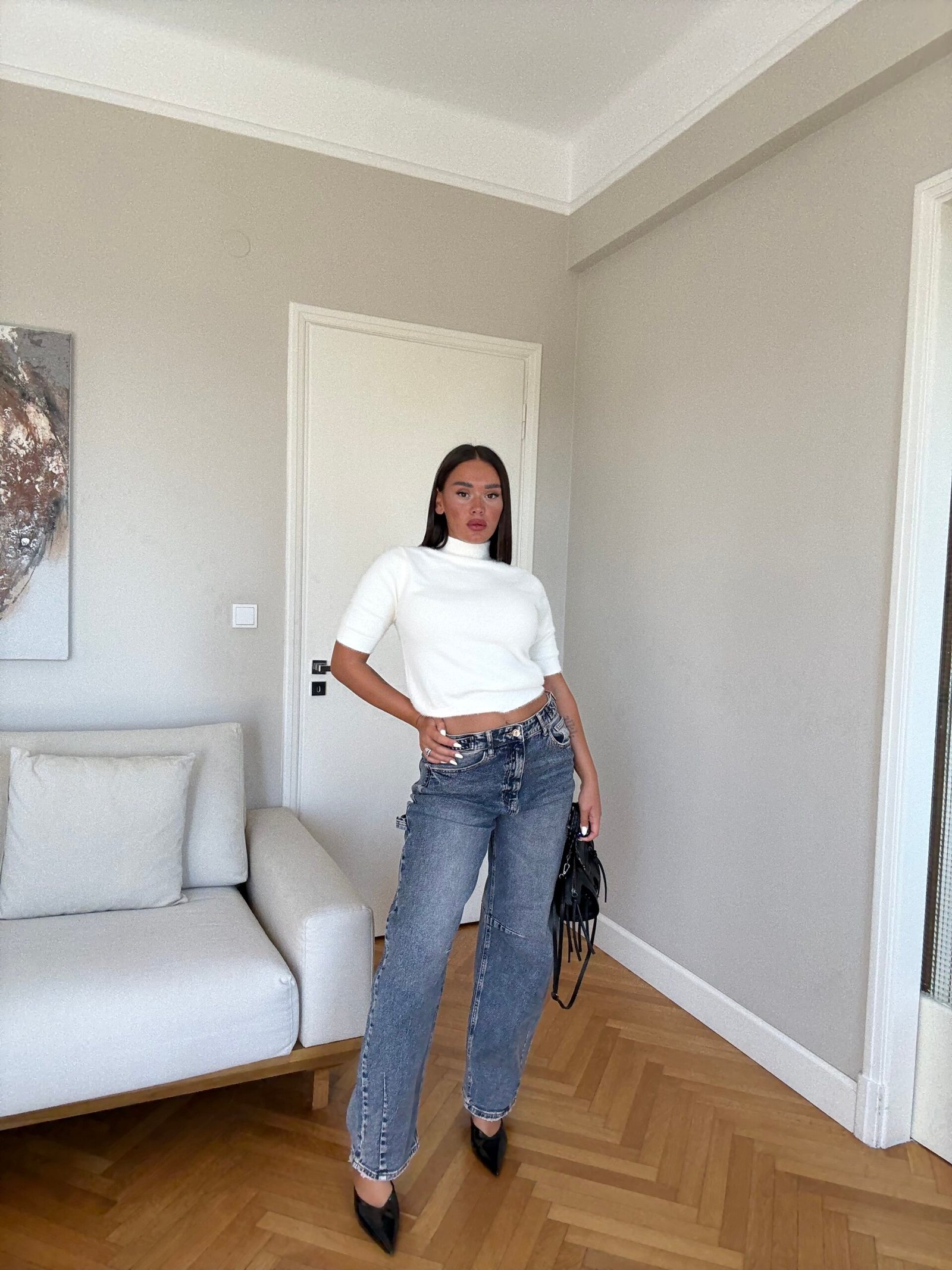 XHINSE BAGGY ME EFEKT VINTAGE ME GJERËSI TË AKSESUESHME