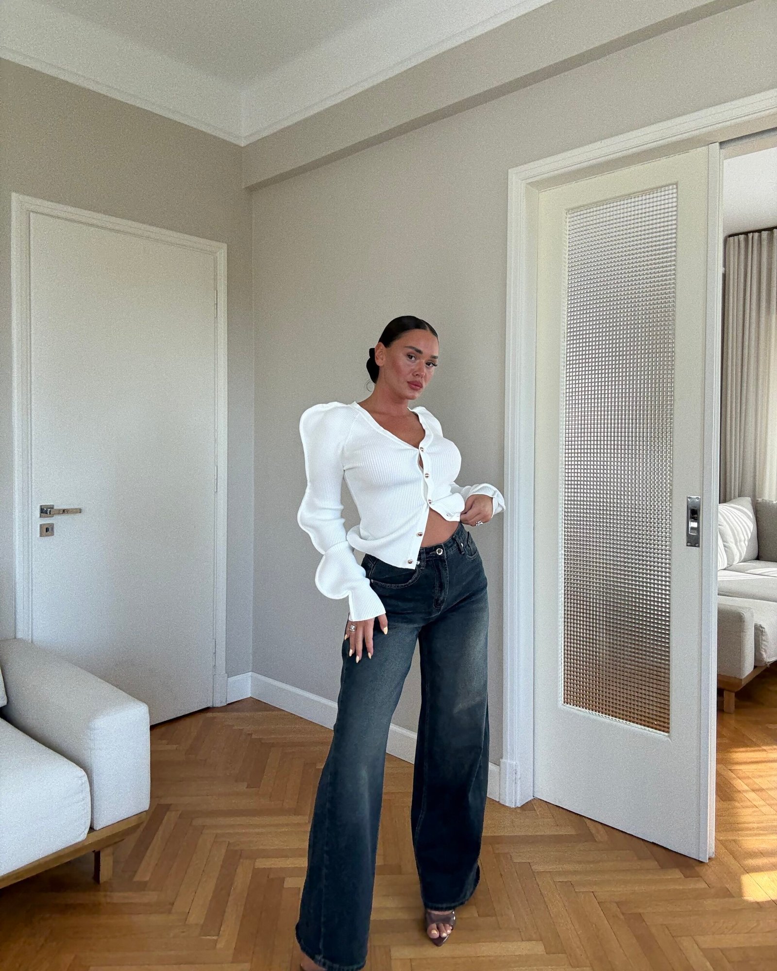 XHINSE WIDE LEG BLUE VINTAGE FADE
