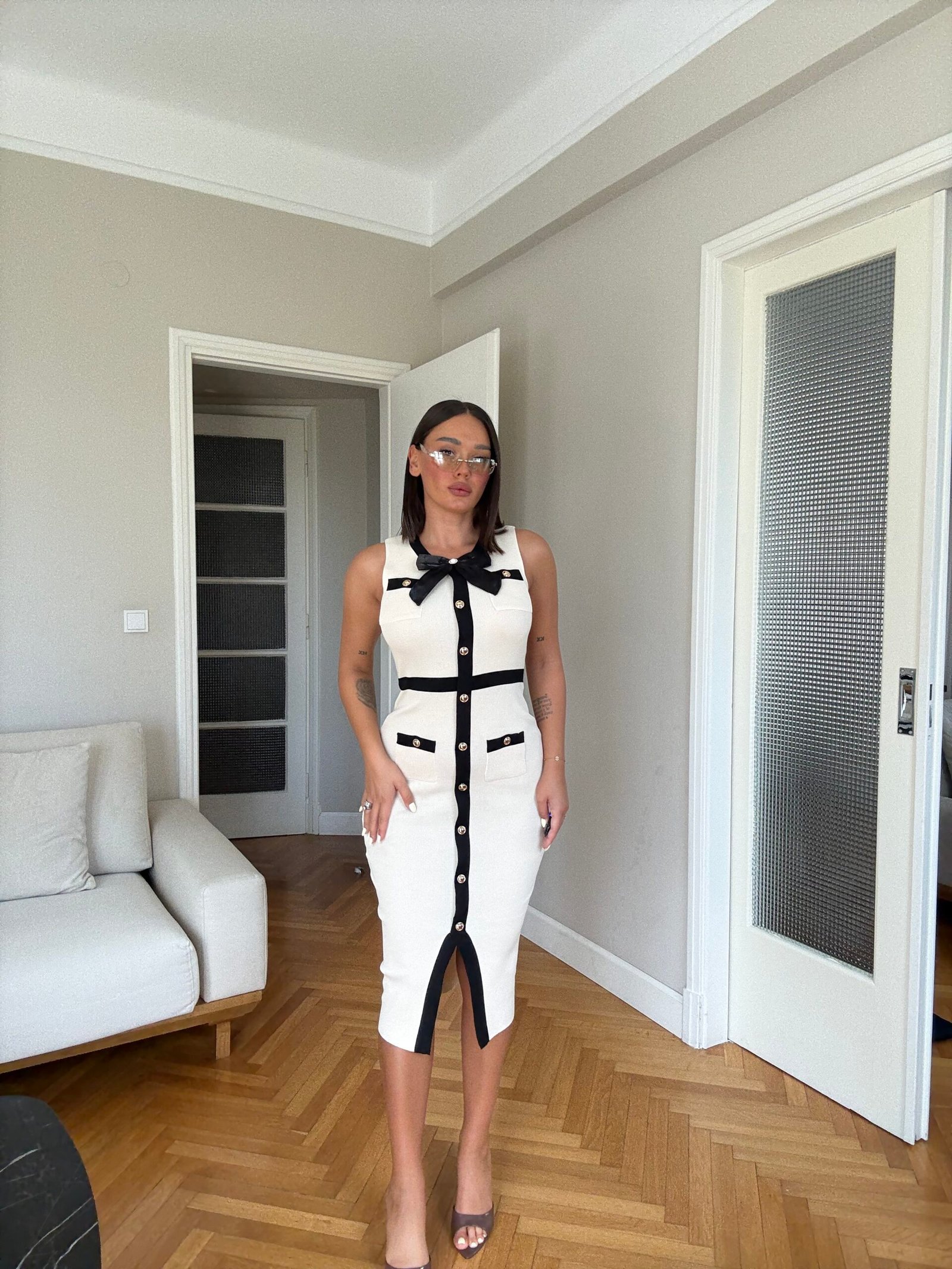 FUSTAN MIDI ELEGANT ME FJONGO & DETAJE KONTRASTI