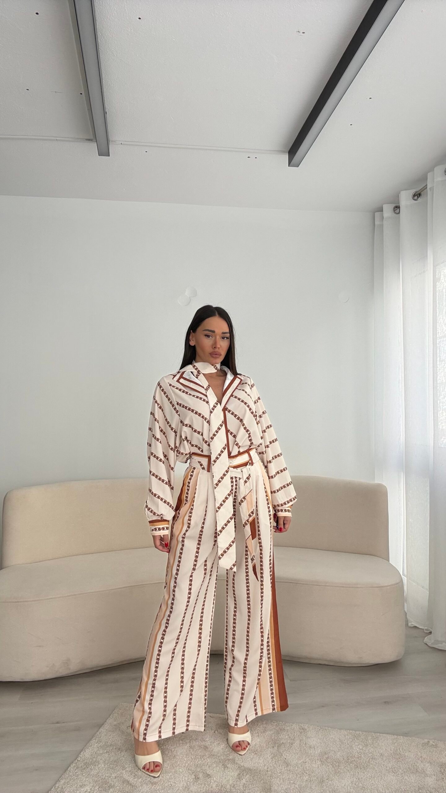 SET 2-PJESËSH ME KËMISHË DHE PANTALLONA ME PRINT ZINXHIR