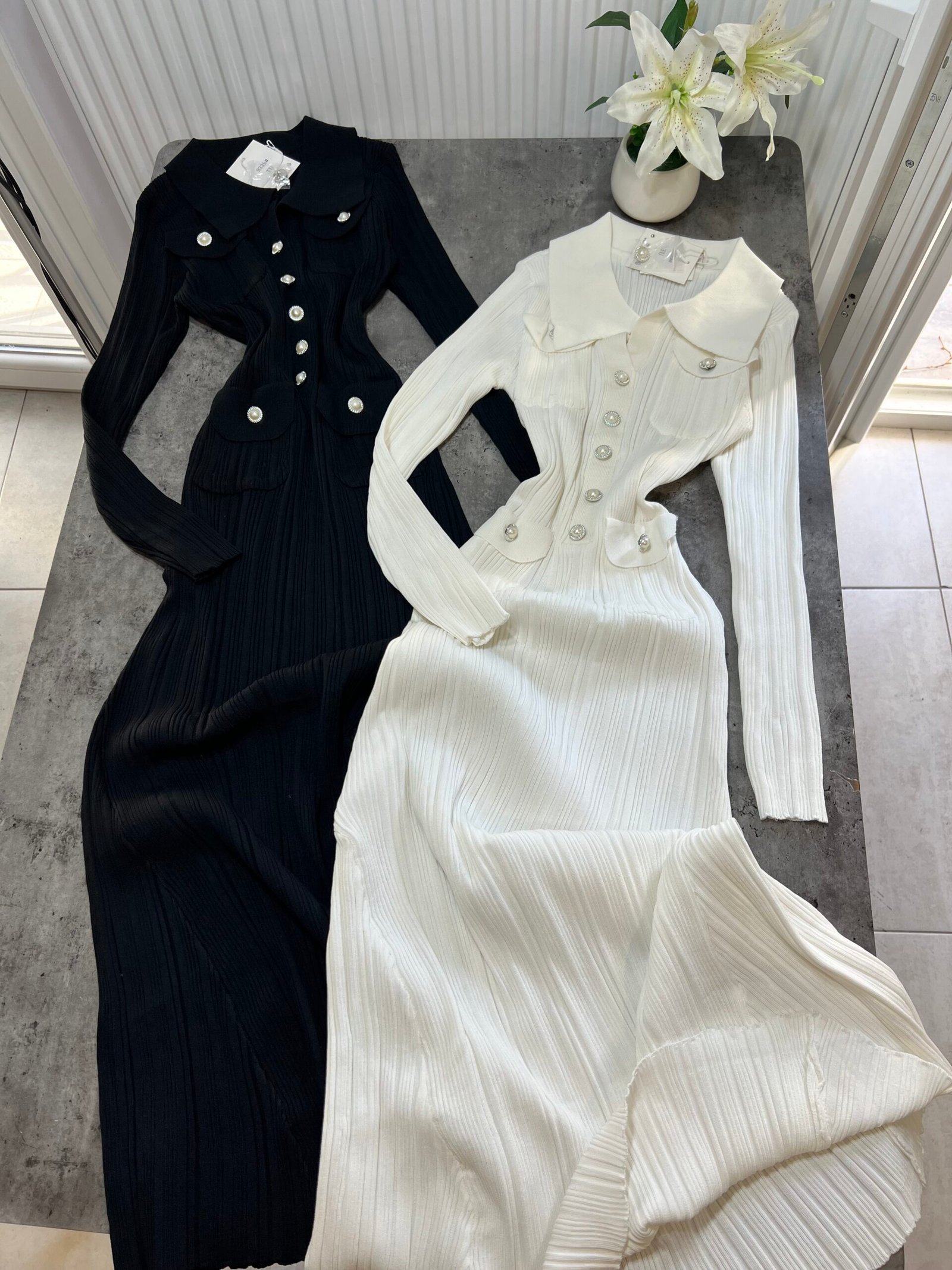 FUSTAN I GJATË ME JAKË DHE DETAJE DEKORATIVE