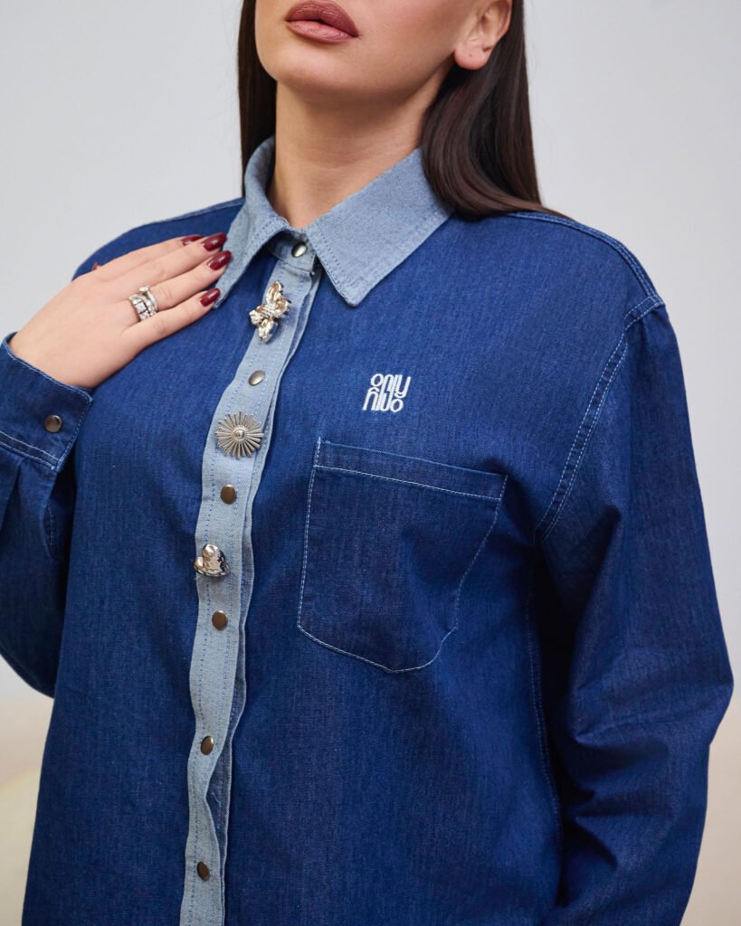 KEMISHE DENIM OVERSIZE ME DETAJE DEKORATIVE thumbnail 5