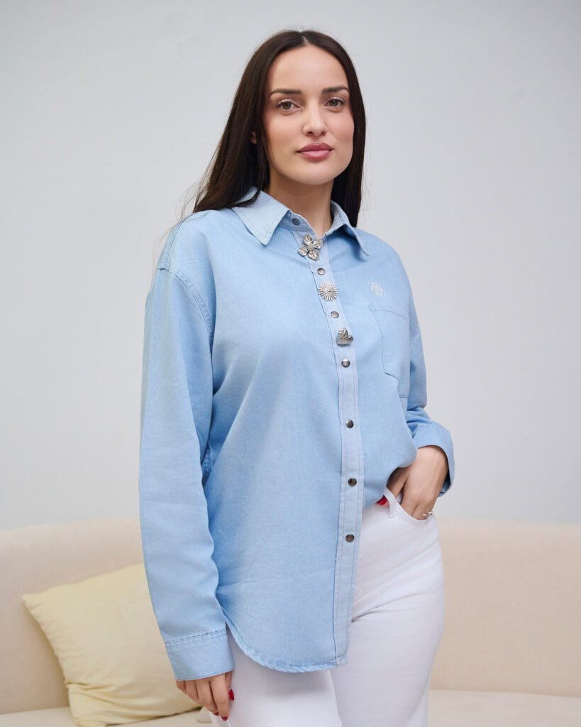 KEMISHE DENIM OVERSIZE ME DETAJE DEKORATIVE thumbnail 4