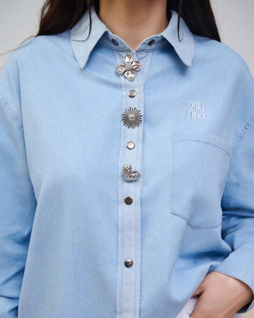 KEMISHE DENIM OVERSIZE ME DETAJE DEKORATIVE thumbnail 3