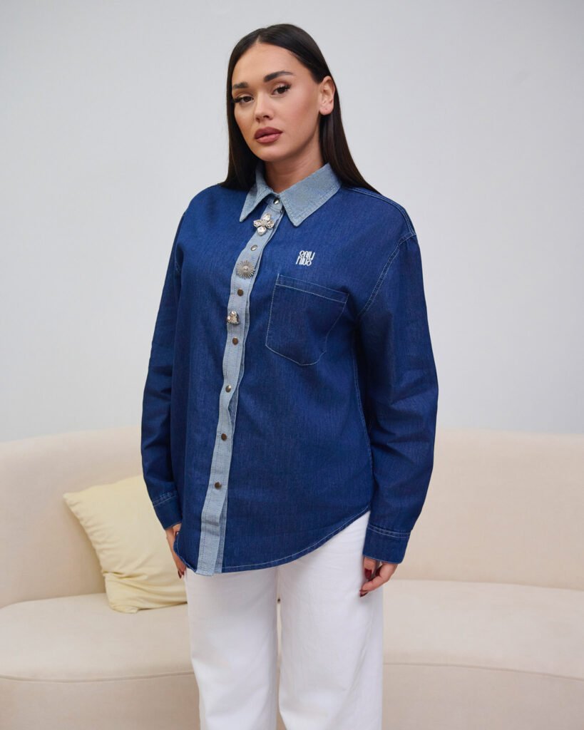 KEMISHE DENIM OVERSIZE ME DETAJE DEKORATIVE thumbnail 6