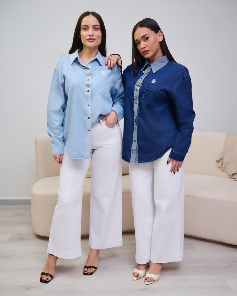 KEMISHE DENIM OVERSIZE ME DETAJE DEKORATIVE