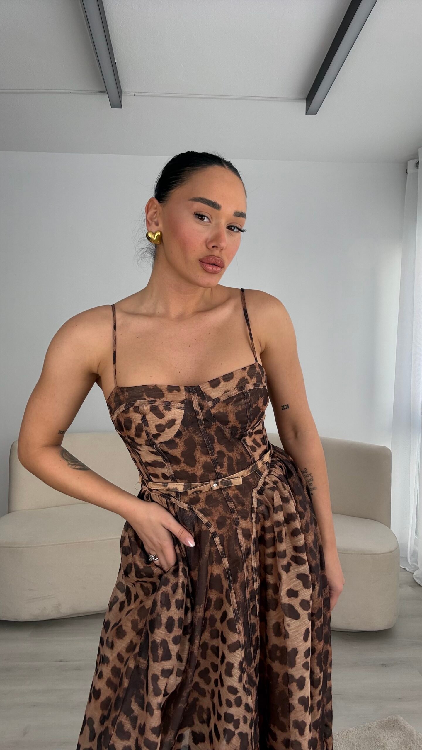 FUSTAN MIDI LEOPARD ME BUST CORSET