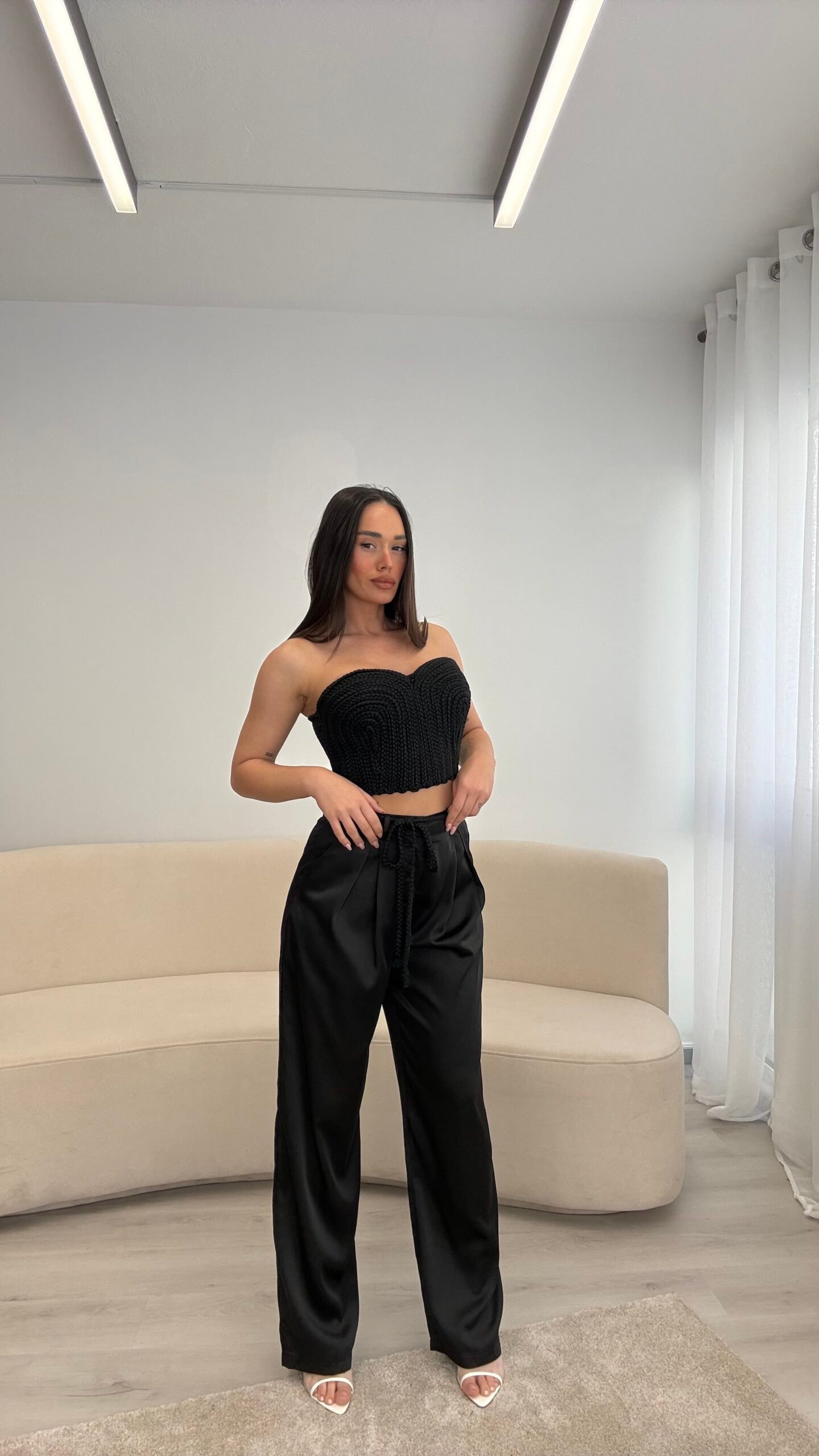 SET ME CROP ME THURRJE DHE PANTALLONA SATEN