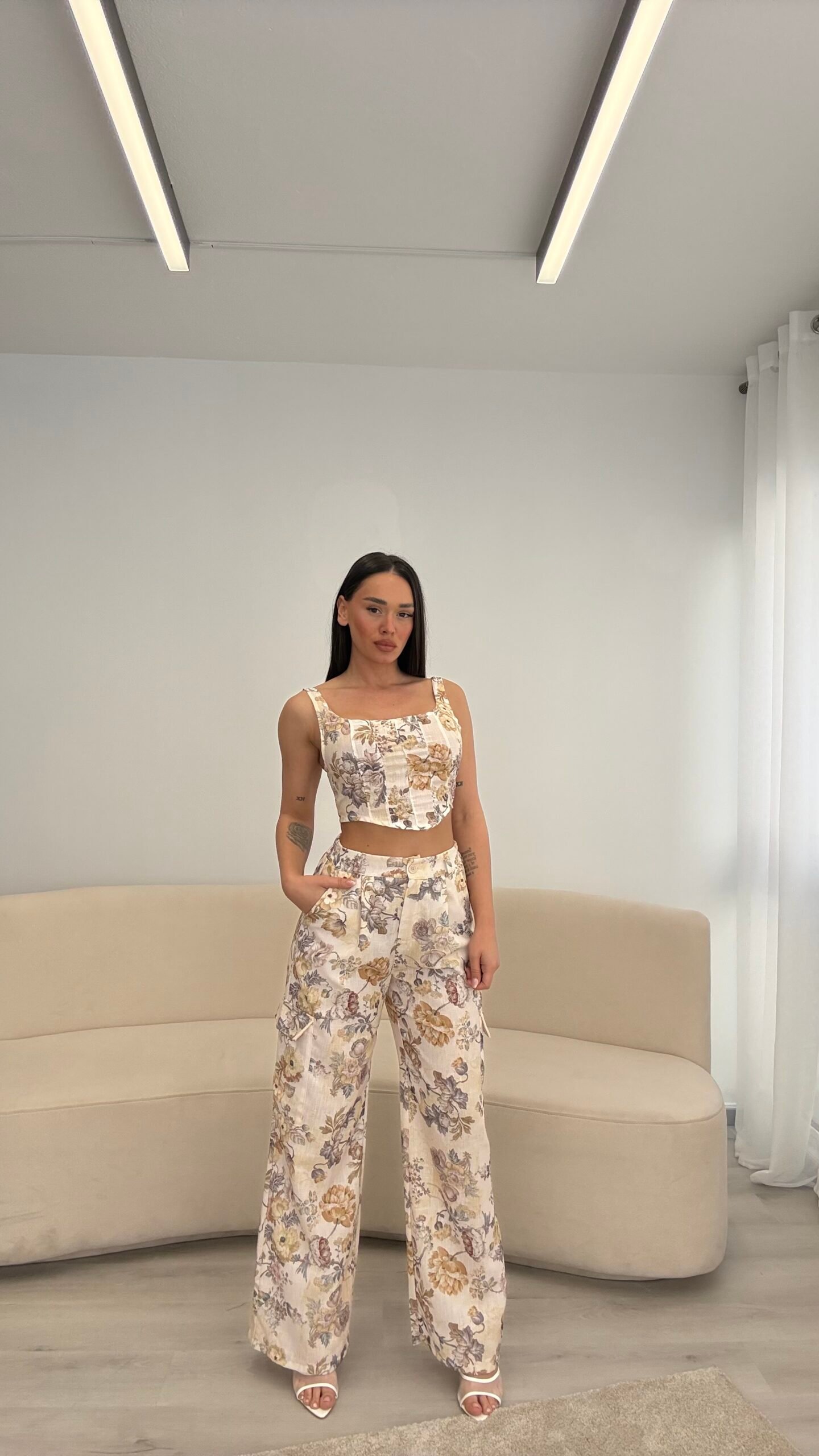 SET FLORAL LINEN BLEND